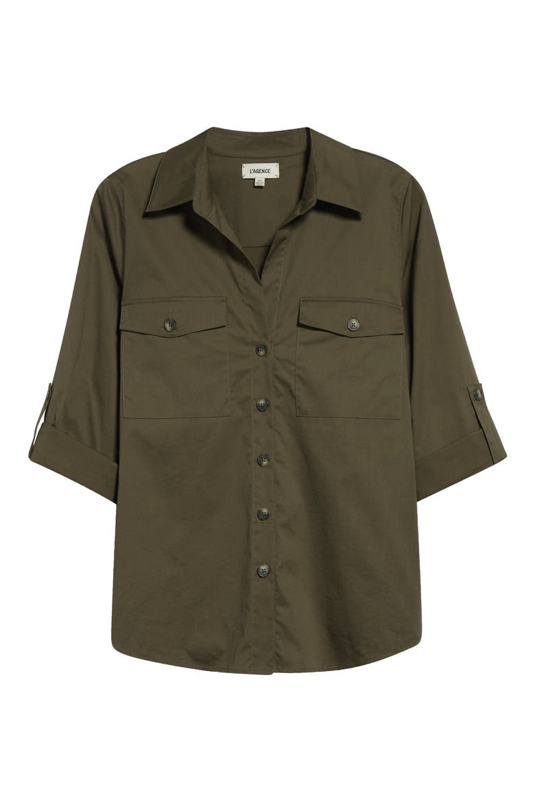 Pearson Woven Military Shirt, Alternate, color, PINE