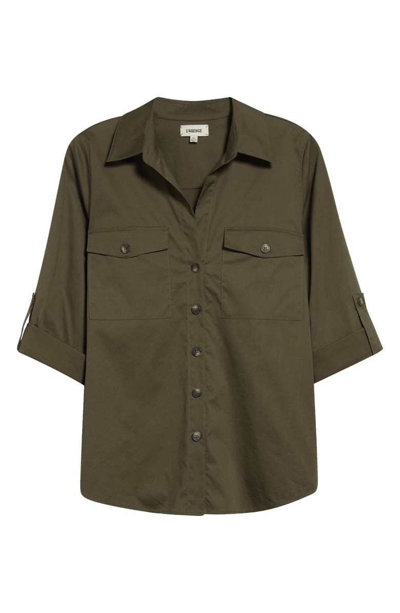 L'AGENCE Pearson Woven Military Shirt, Alternate, color, Pine