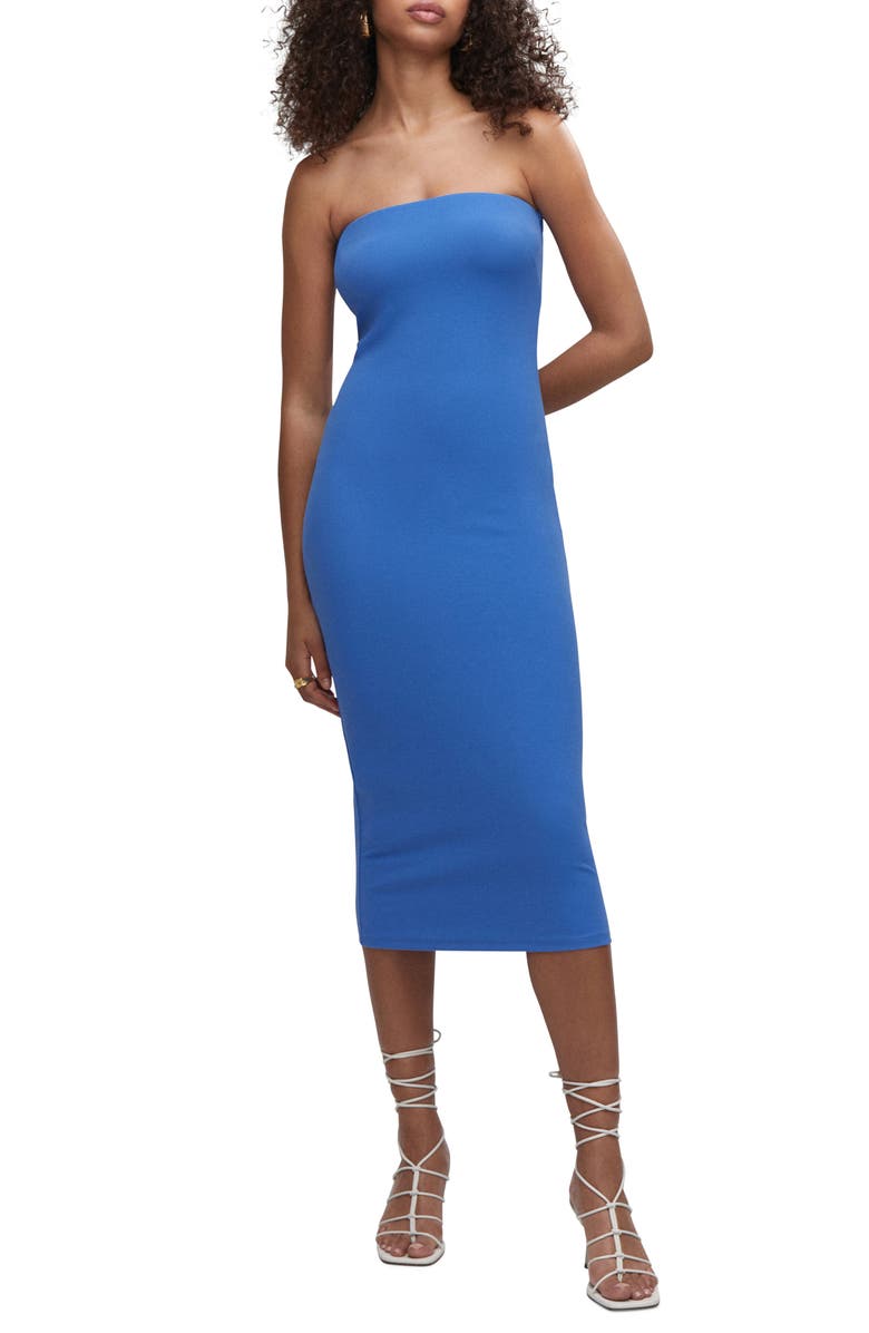 MANGO Strapless Midi Dress, Main, color, 
