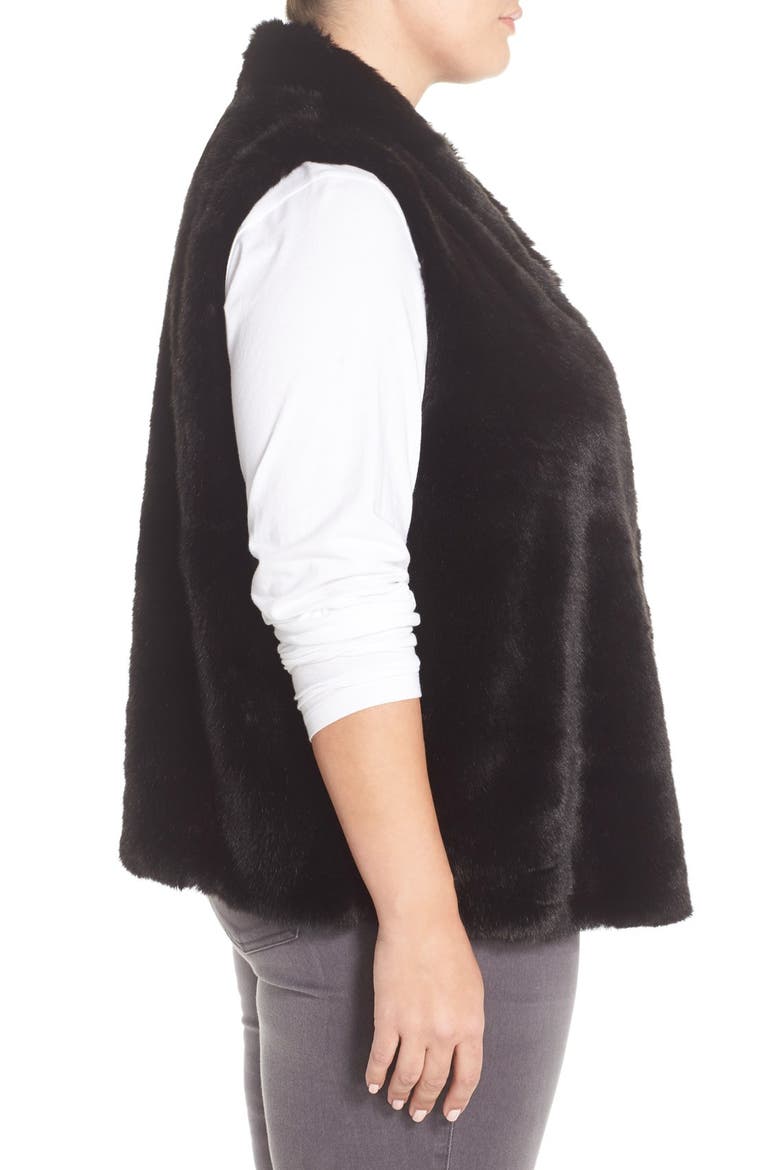 'Kya' Faux Fur Vest, Alternate, color, BLACK