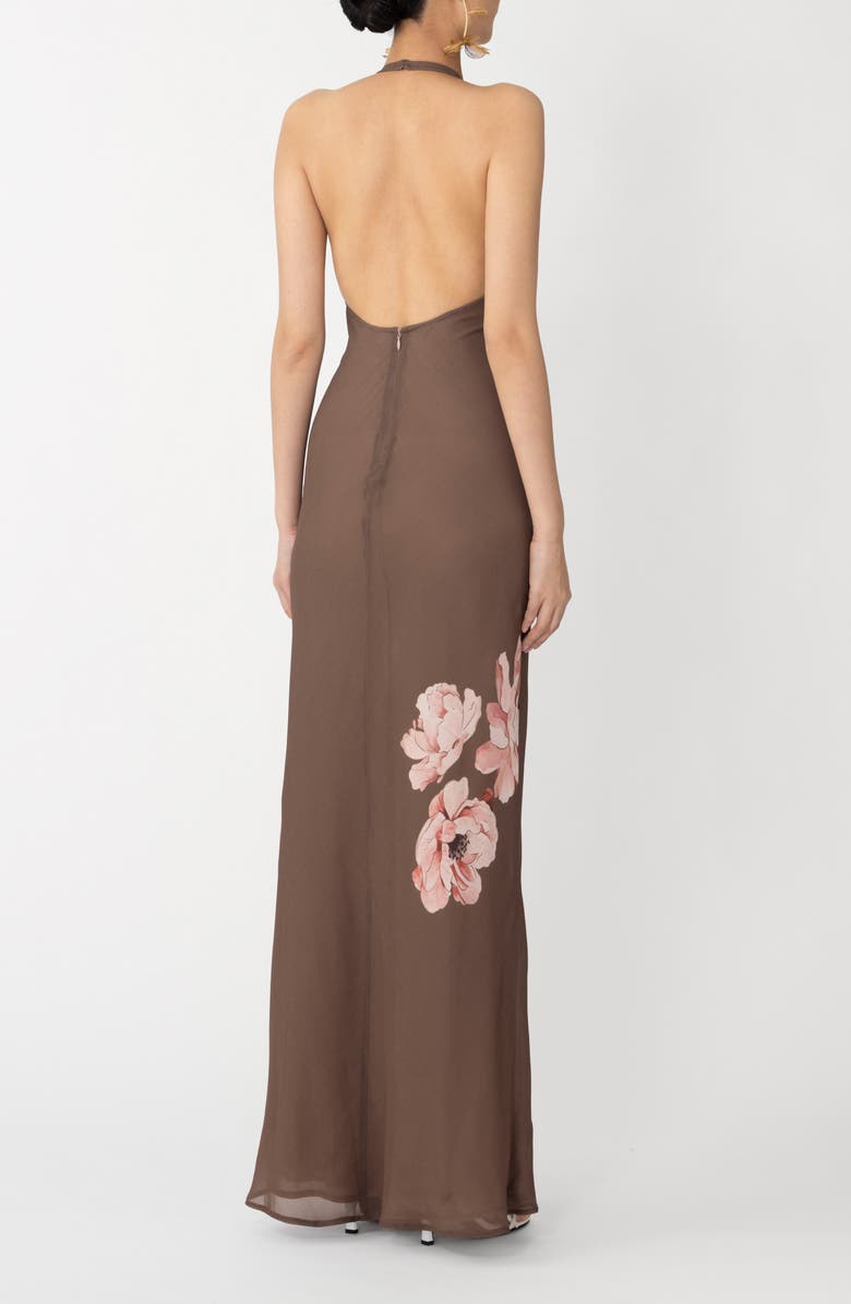 SAU LEE Gwyneth Floral Print Dress, Alternate, color, Mocha Multi