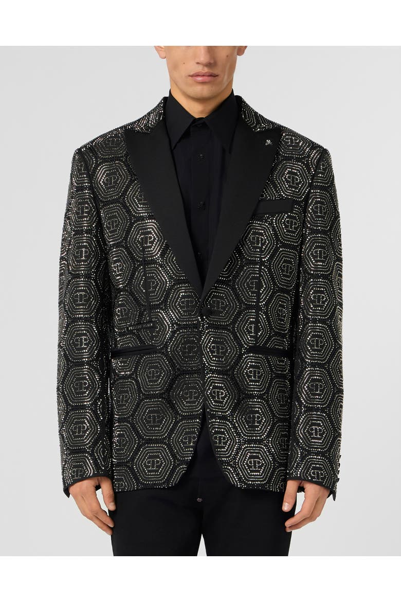Lord Fit Blazer Bling Monogram Men, Main, color, black