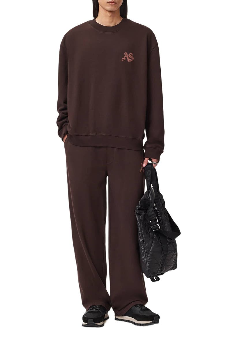 Icon Embroidered Sweatpants, Alternate, color, PLUM BROWN