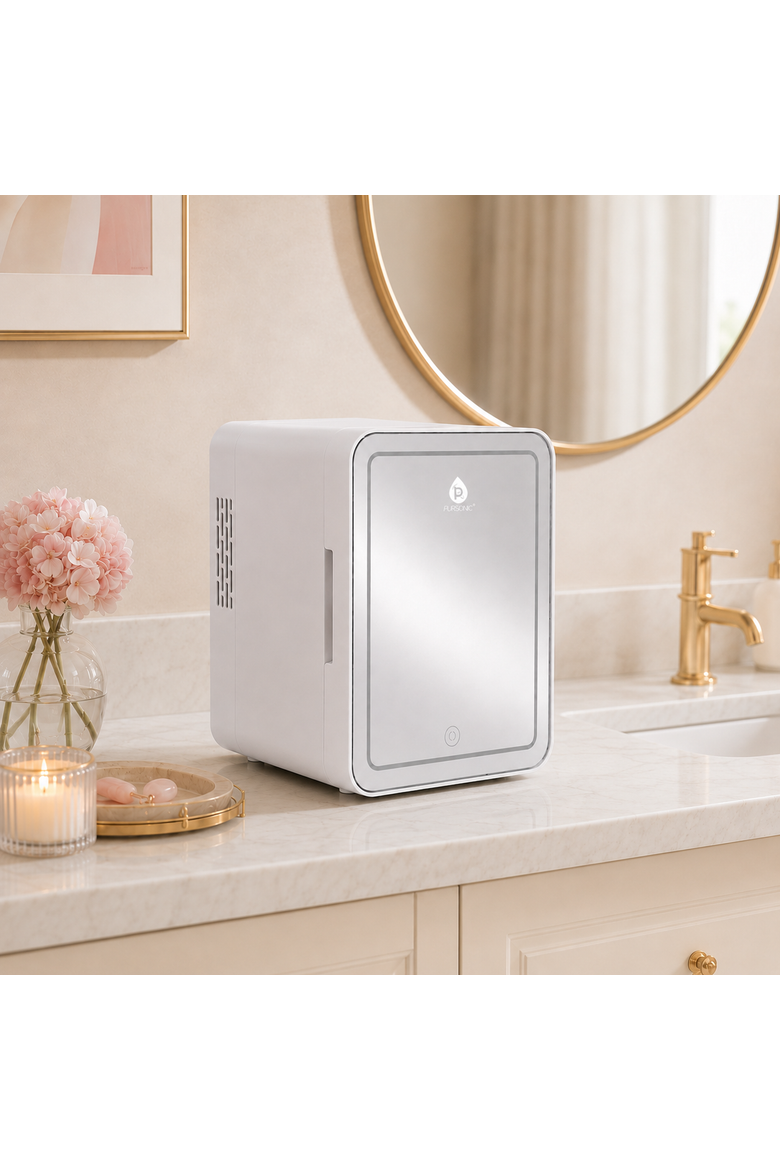 Mini Beauty Fridge with LED Mirror Door, Alternate, color, White