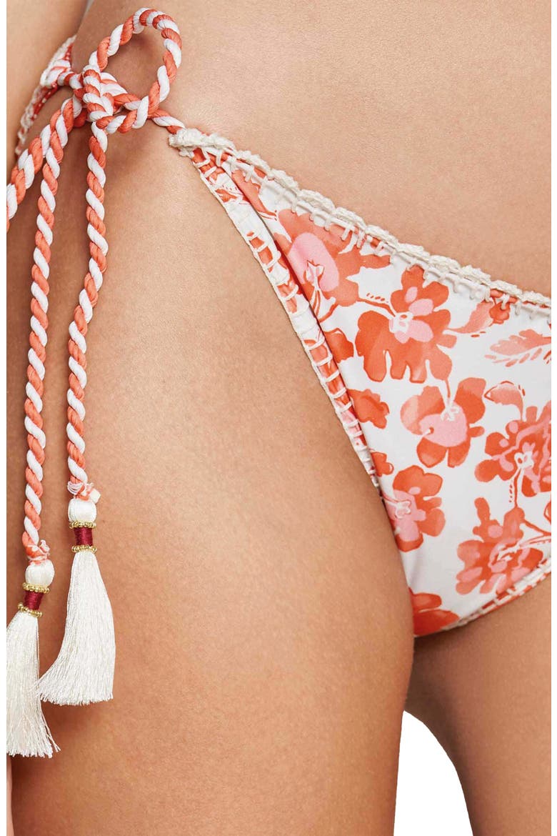 Floral Side Tie Bikini Bottoms, Alternate, color, MANDARIN TANGERINE