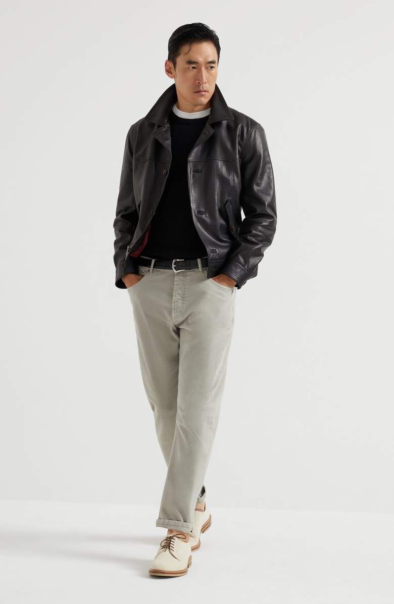 Brunello Cucinelli Grained leather jacket, Alternate, color,