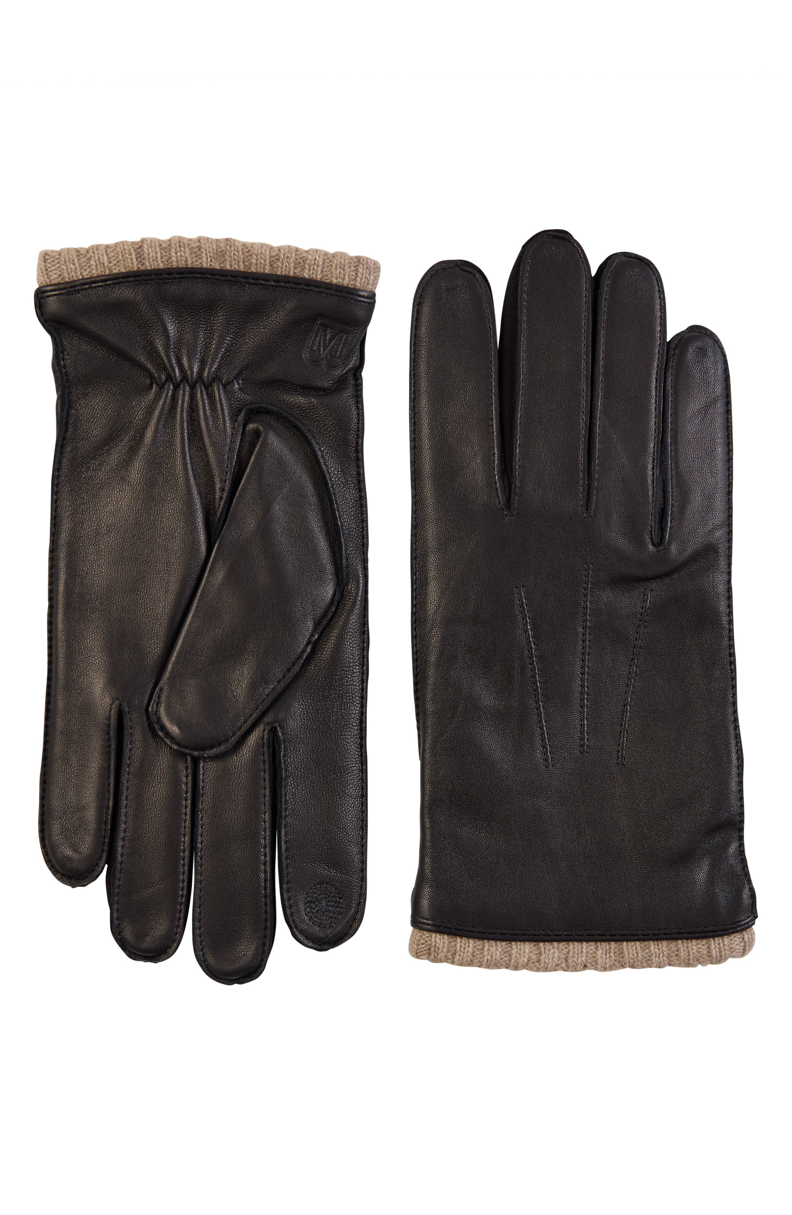 Bruno Magli Touch Tech Cashmere Lined Leather Gloves