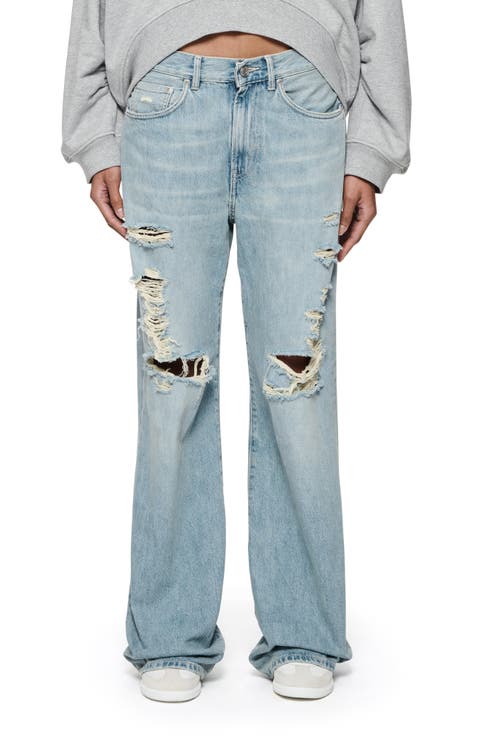 Destroyed Wide Leg Jeans