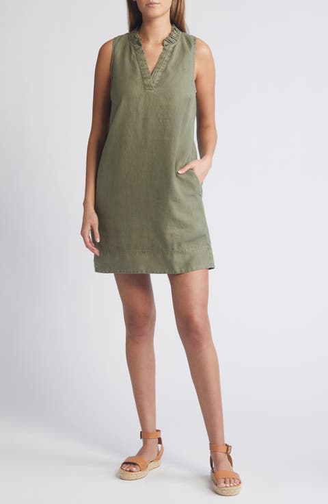 Two Palms Double Ruffle Linen Dress
