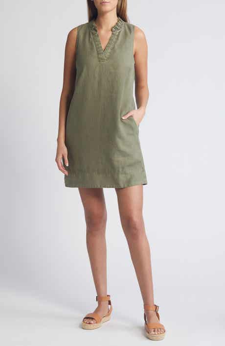 Two Palms Double Ruffle Linen Dress