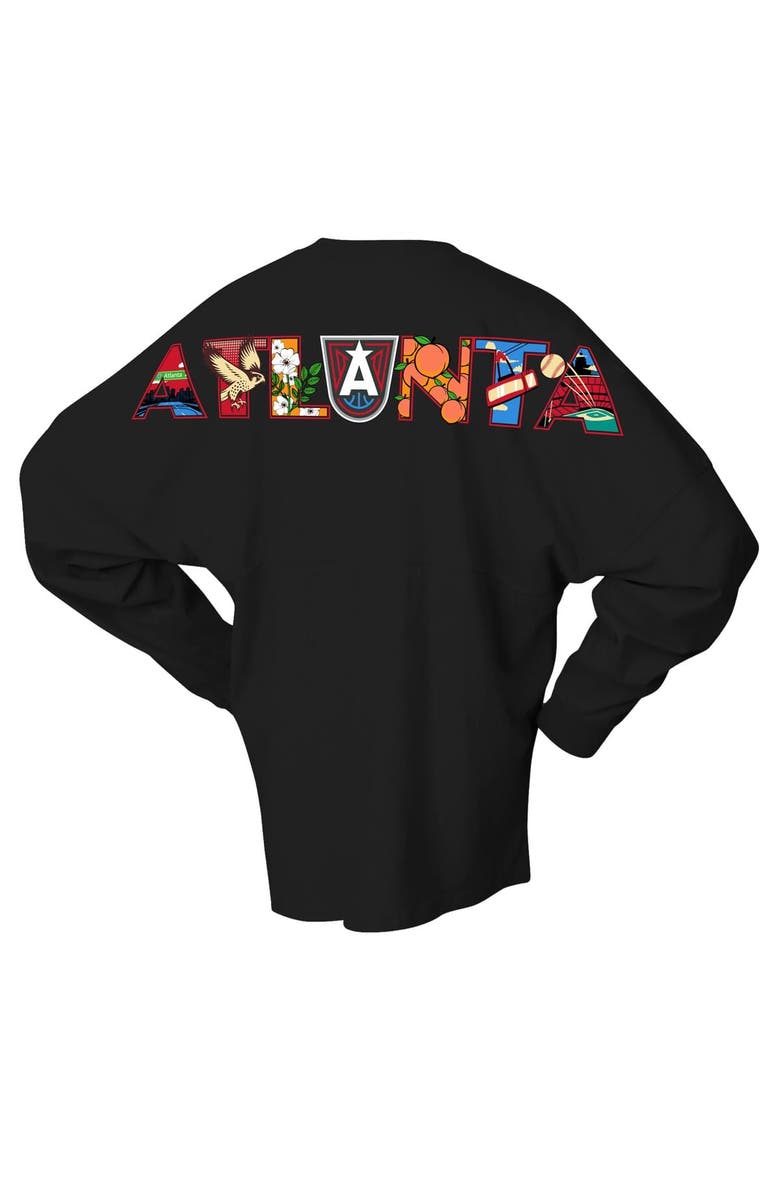 SPIRIT JERSEY Women's Spirit Jersey Black Atlanta Dream Oversized Preppy City Long Sleeve T-Shirt, Alternate, color, Black
