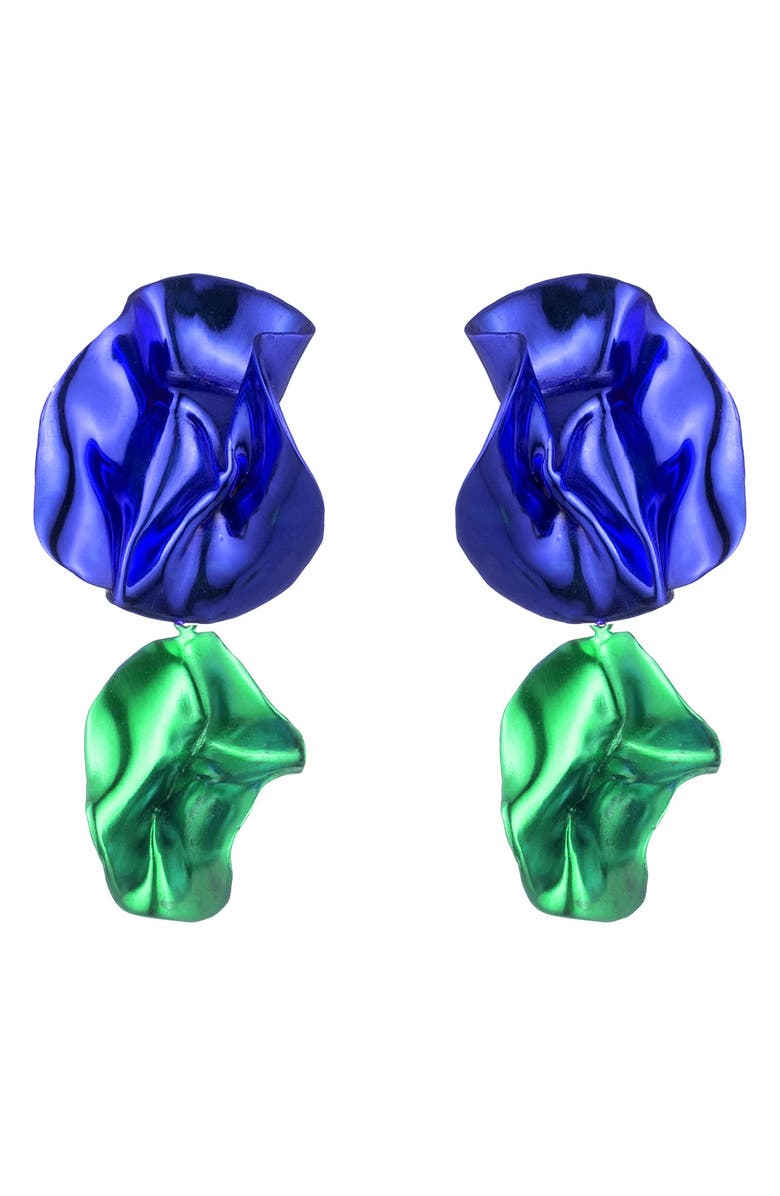 Sterling King Flashback Fold Drop Earrings, Main, color, Cobalt Emerald