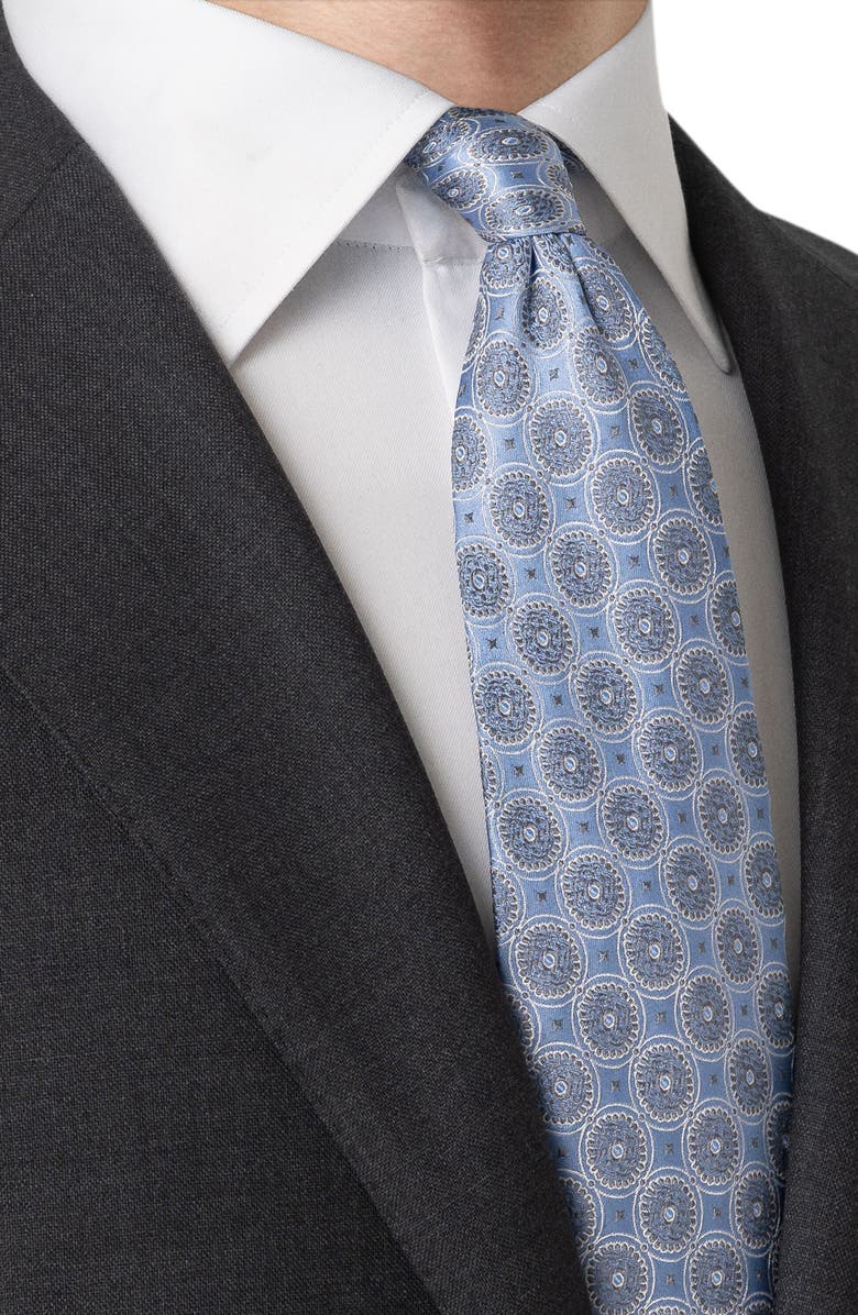 Eton Medallion Silk Tie, Alternate, color, Light Blue