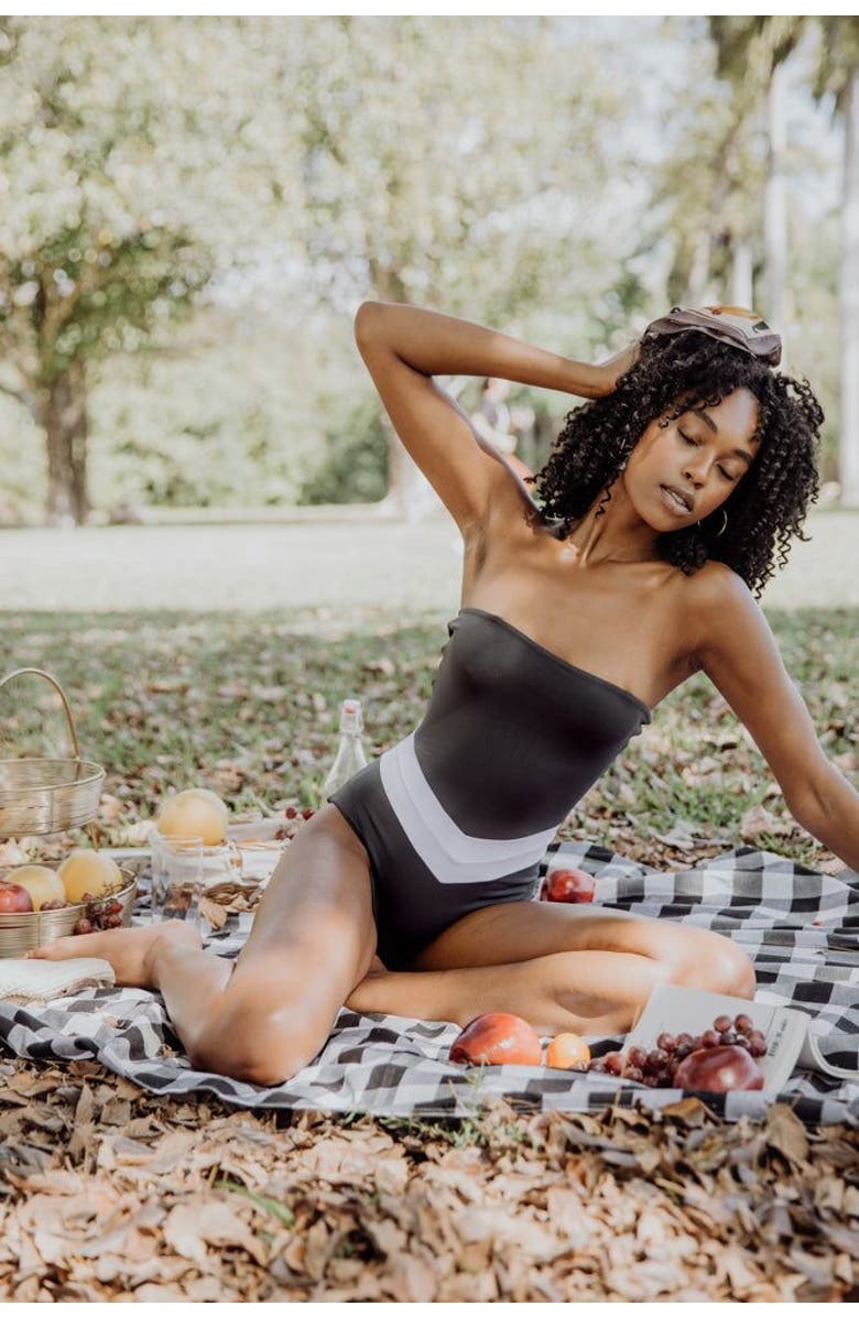 Mary Mercedes Vee Convertible One Piece Swimsuit, Alternate, color, Charcoal Grey