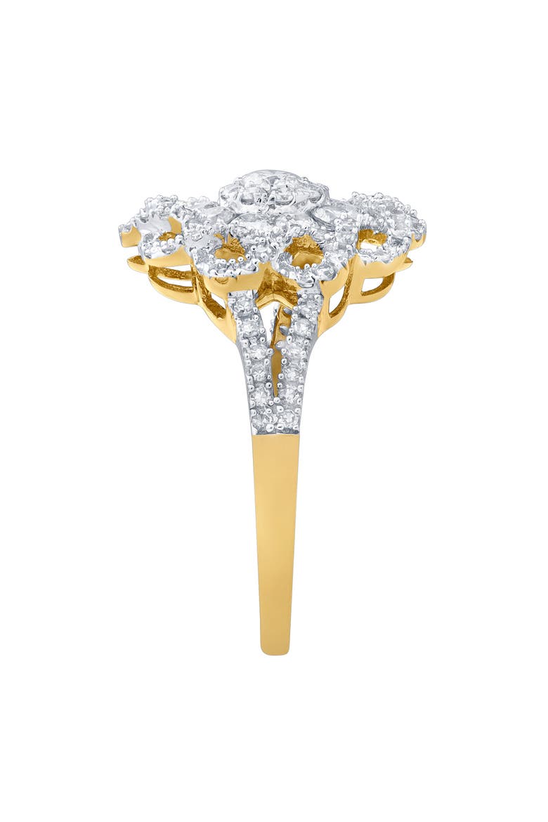 Caeloria 0.95 Cts Natural Diamond Floral Cluster 14K Gold Ring, Alternate, color, 14K Yellow Gold