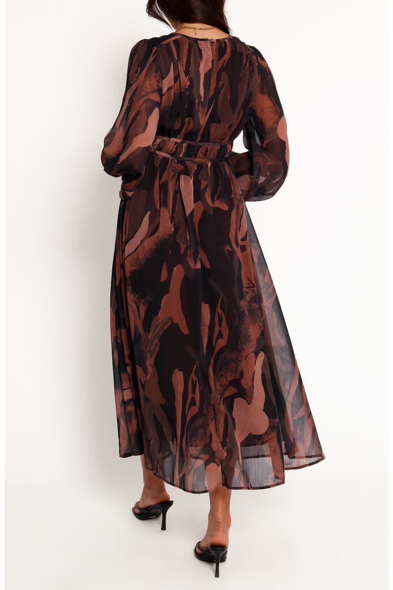 Blayze Long Sleeve Maxi Dress, Alternate, color, BROWN PRINT