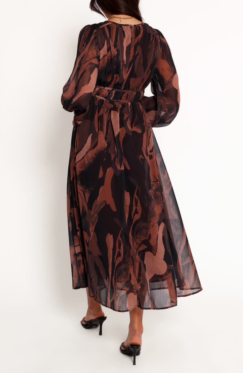 Petal & Pup Blayze Long Sleeve Maxi Dress, Alternate, color, Brown Print