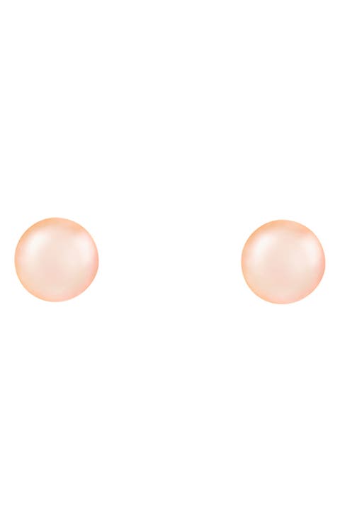 14K Yellow Gold 5-5.5mm Pink Cultured Freshwater Pearl Stud Earrings
