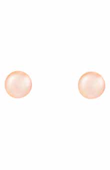 SPLENDID PEARLS 14K Yellow Gold 5-5.5mm Pink Cultured Freshwater Pearl Stud Earrings