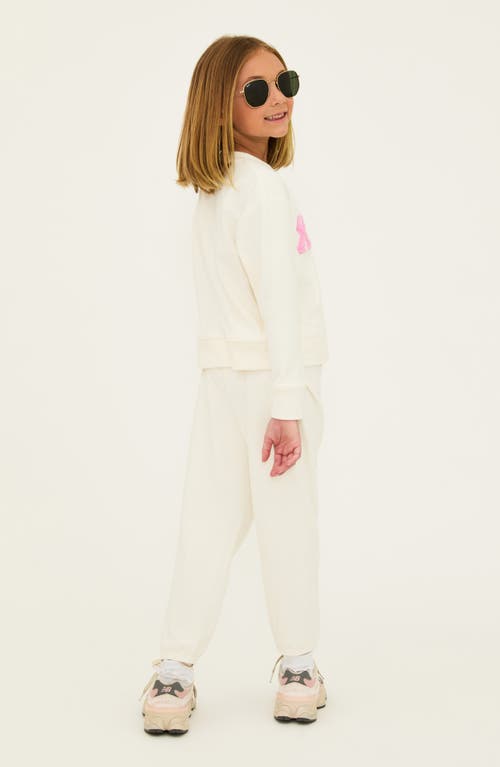 Beach Riot Kids' Little Cassia Appliqué Graphic Sweatshirt In White
