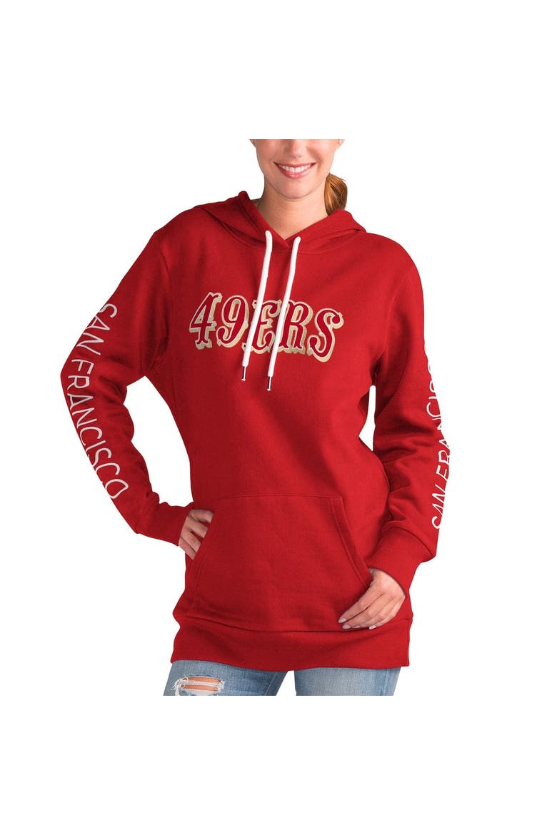 Women's G-III 4Her by Carl Banks Scarlet San Francisco 49ers Extra Inning Pullover Hoodie, Main, color, Scarlet