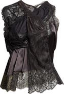 Junya Watanabe Mixed Lace, Satin & Knit Top