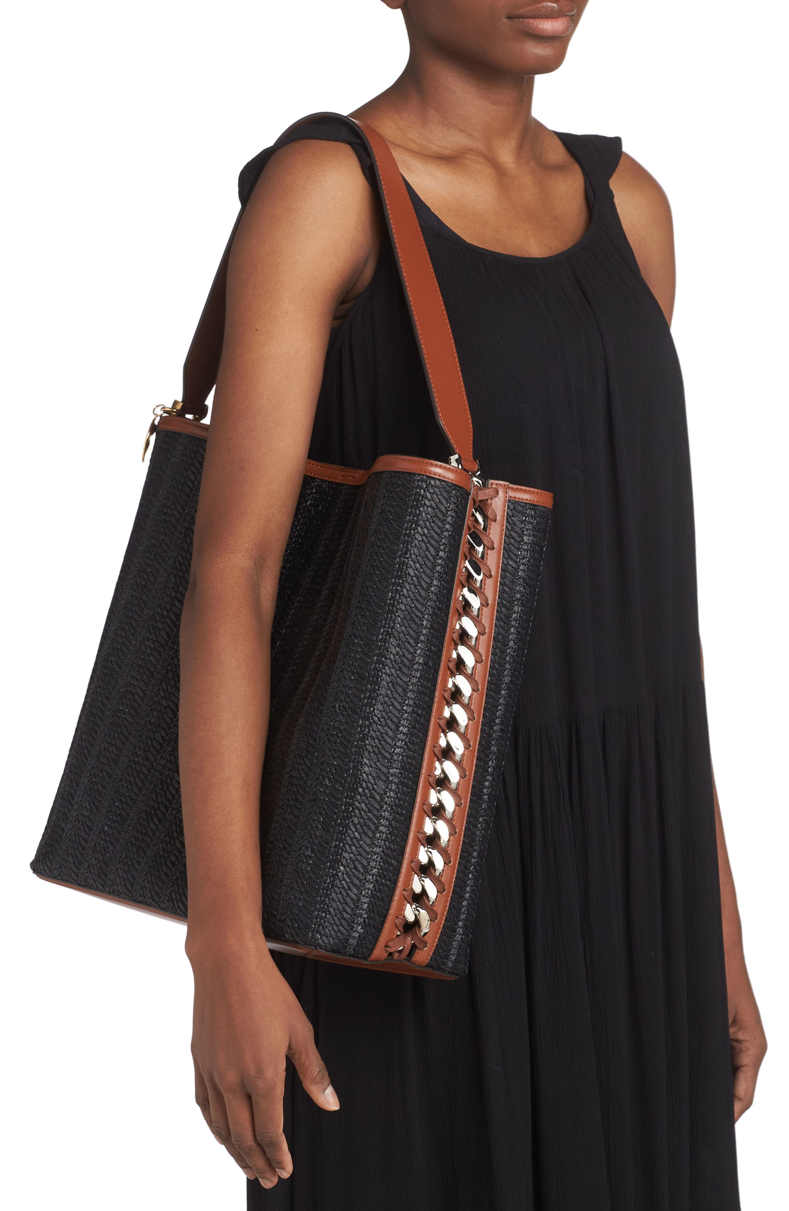 Stella McCartney Frayme Woven Faux Leather Tote, Alternate, color, 