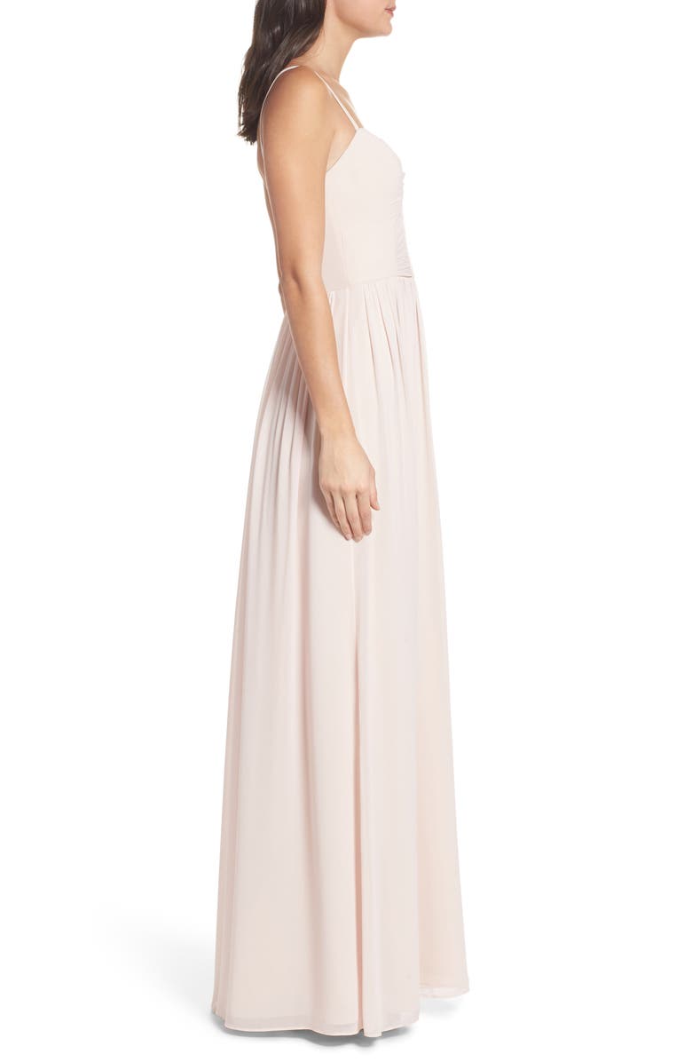 Hayley Paige Occasions Ruffle Detail A-Line Chiffon Gown, Alternate, color, 