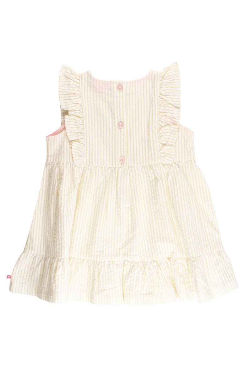 Sleeveless Pinafore Bow Dress, Alternate, color, Banana Signature Seersucker