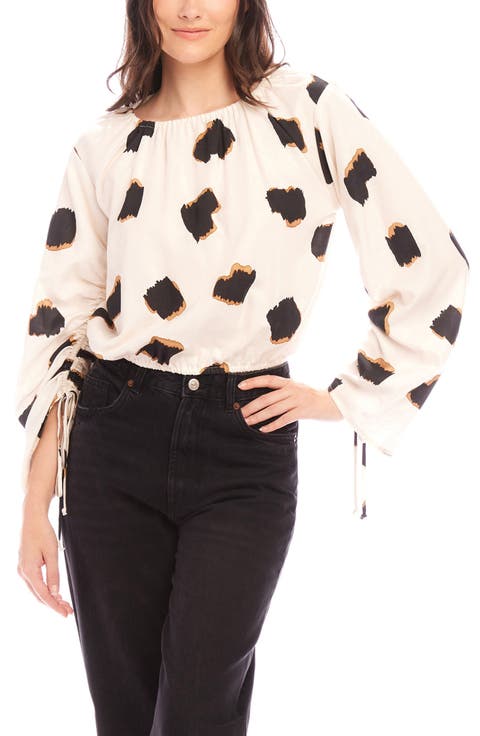 Serafina Dot Print Tie Sleeve Top
