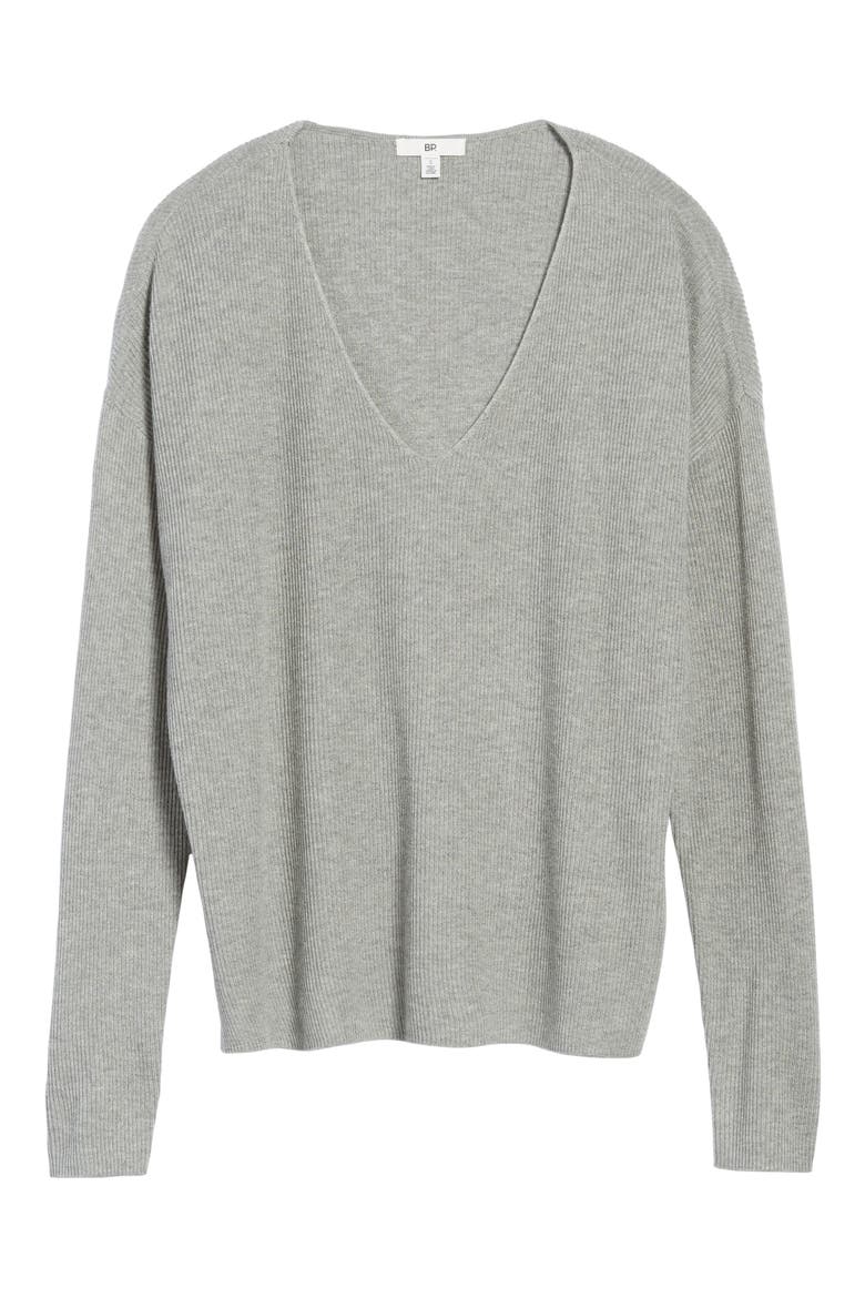 V-Neck Pullover, Alternate, color, GREY MED HTHR