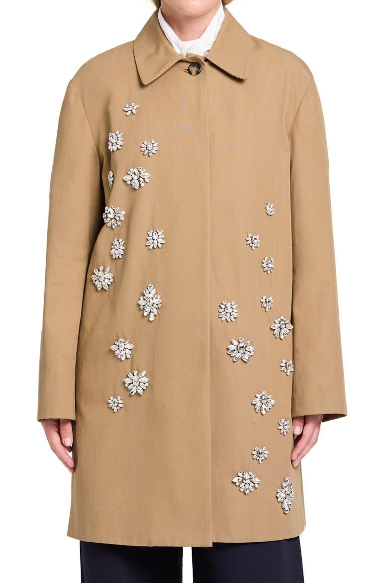 Edinburgh Rhinestone Detail Cotton Coat, Main, color, BRITISH KHAKI