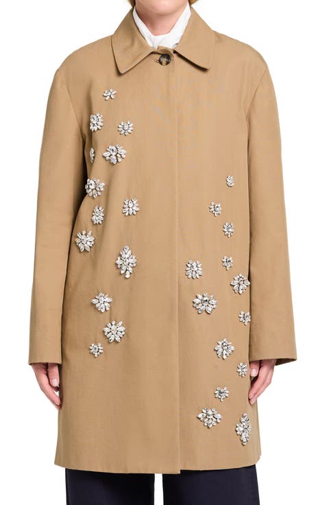 Edinburgh Rhinestone Detail Cotton Coat