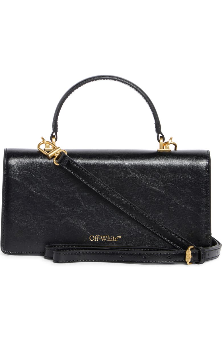 Off-White Jitney East/West Leather Shoulder Bag, Alternate, color, Black