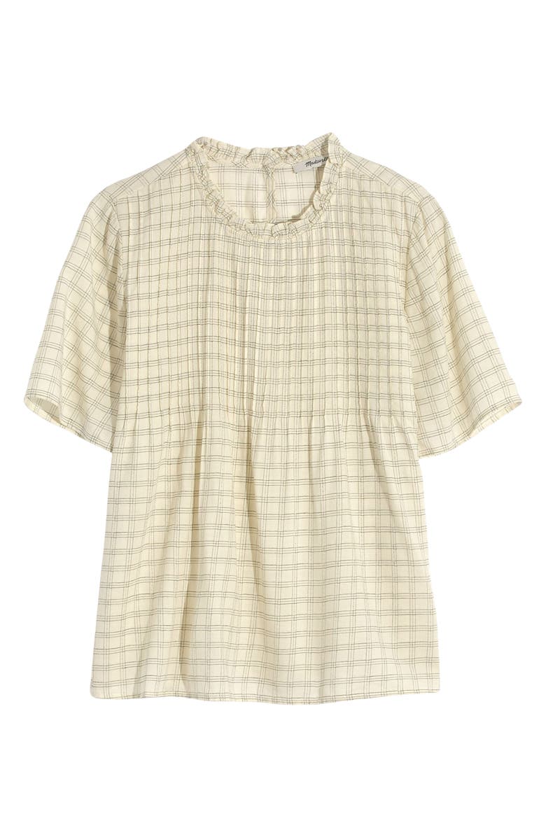 Madewell Windowpane Ruffle Neck Pintuck Top, Main, color, 