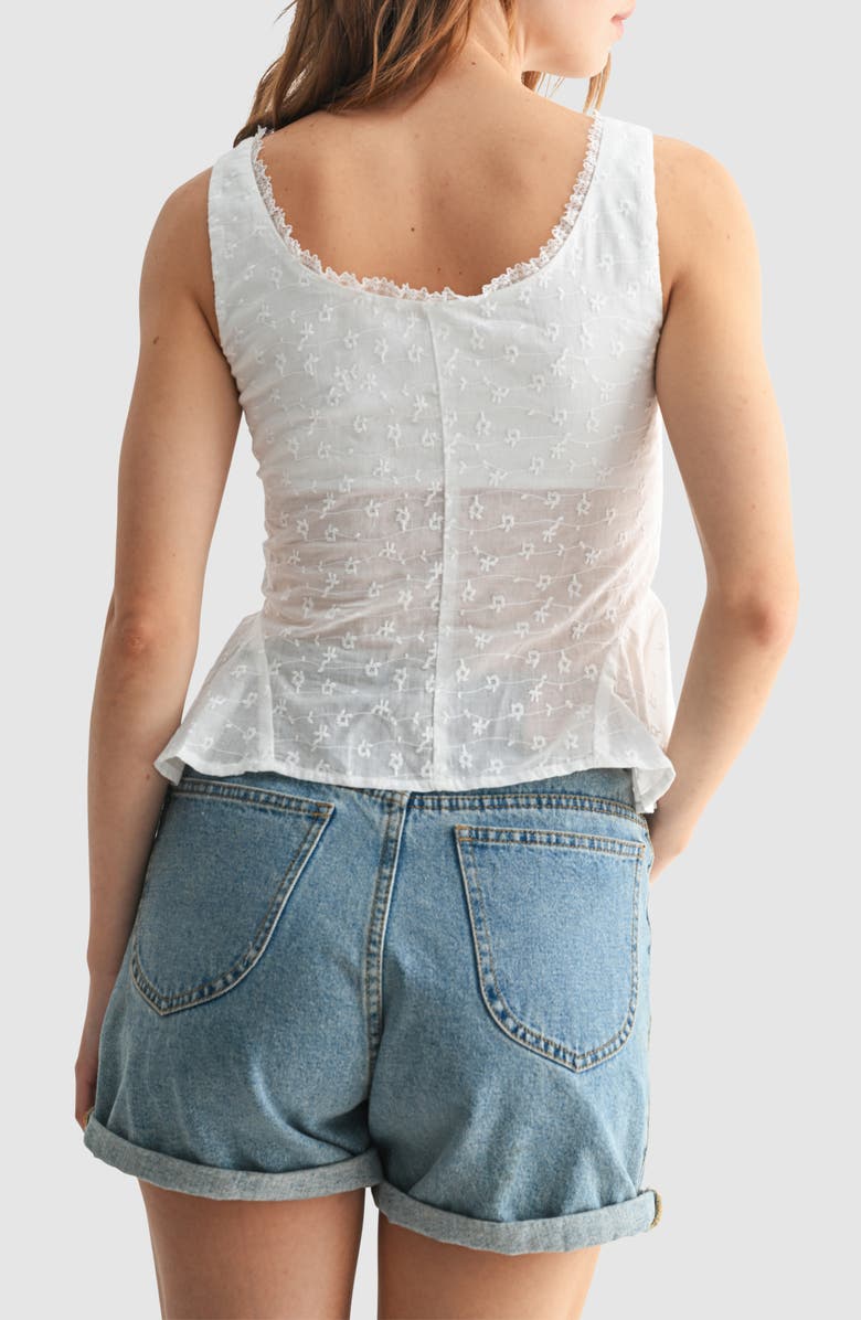 All in Favor Embroidered Split Front Cotton Camisole, Alternate, color, Off White