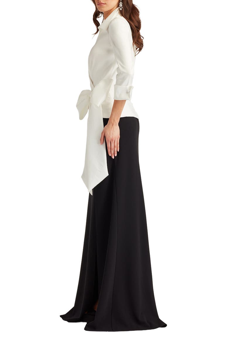 Oversize Bow Sheath Gown, Alternate, color, WHITE/BLACK