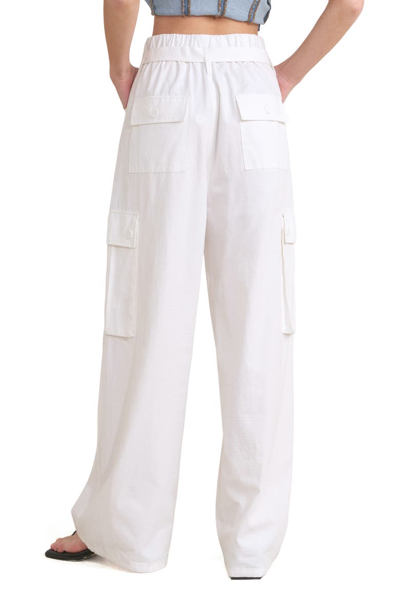FREEMARKET Tie Waist Cotton Cargo Pants, Alternate, color, White