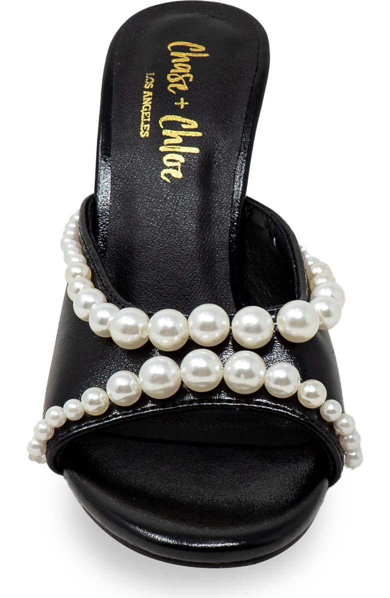 CHASE AND CHLOE Faux Pearl Embellished Sandal, Alternate, color,