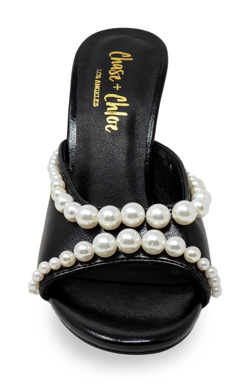 Chase & Chloe Chase And Chloe Faux Pearl Embellished Sandal In Black