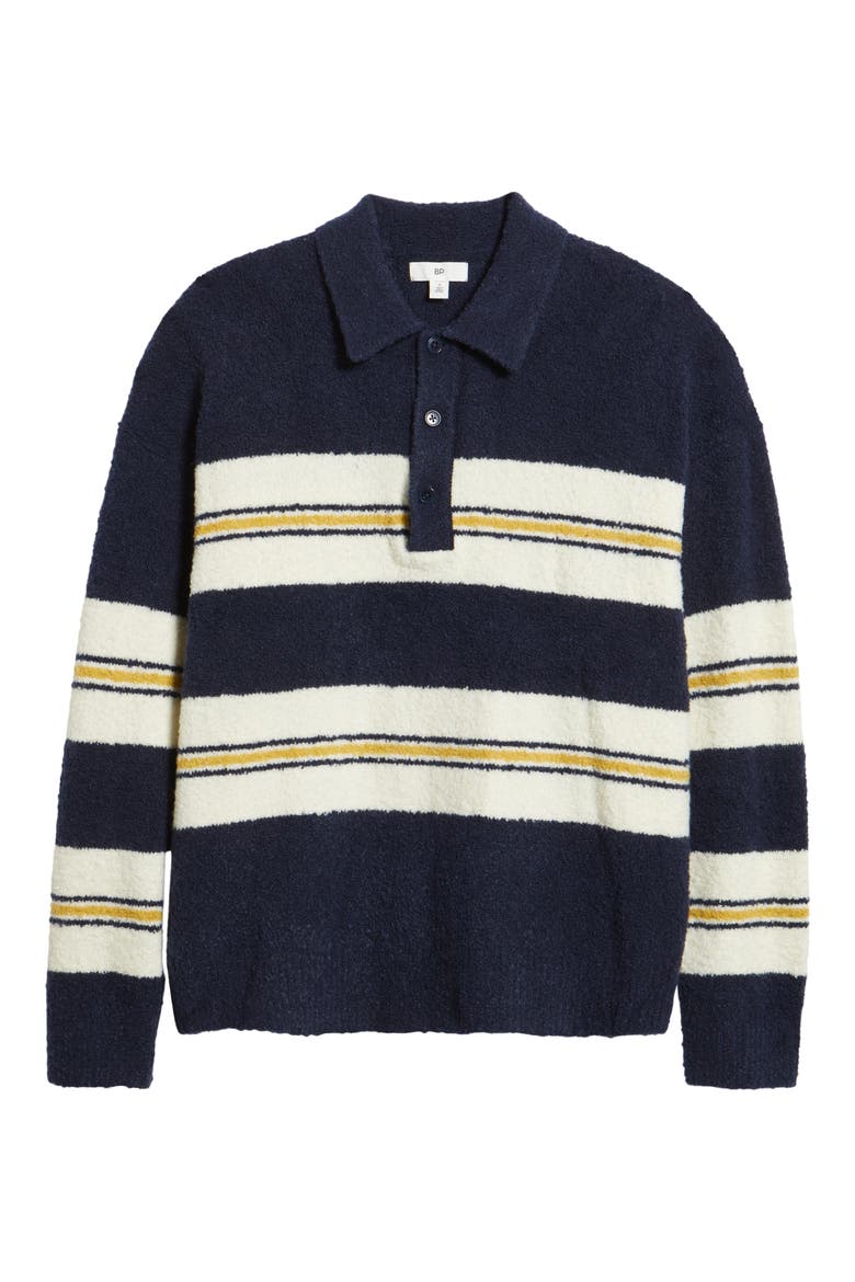 Stripe Oversize Polo Sweater, Alternate, color, NAVY CHAD STRIPE