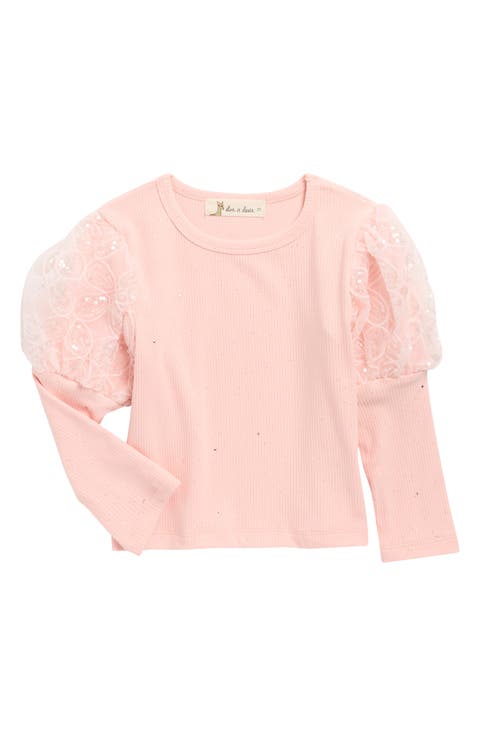 Kids' Floral Sequin Puff Sleeve Top (Toddler & Little Kid)