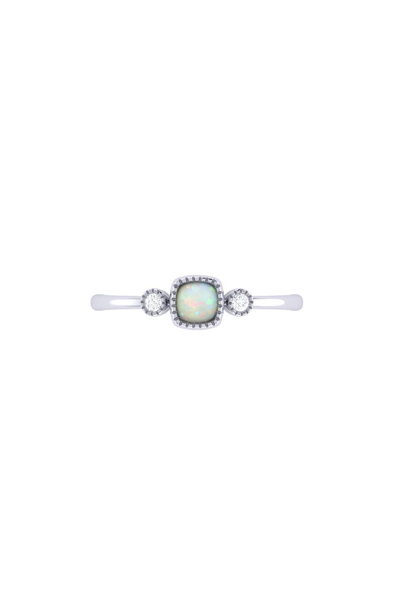 LuvMyJewelry Cushion Cut Opal & Diamond Birthstone Ring in 14K Gold, Alternate, color,