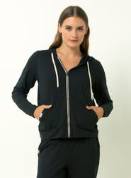 Single Stitch Lightweight Full-Zip Hoodie, Heather Pink