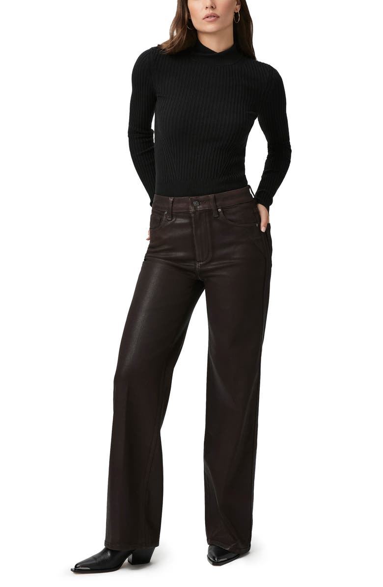 PAIGE Sasha Coated High Waist Wide Leg Jeans, Alternate, color,