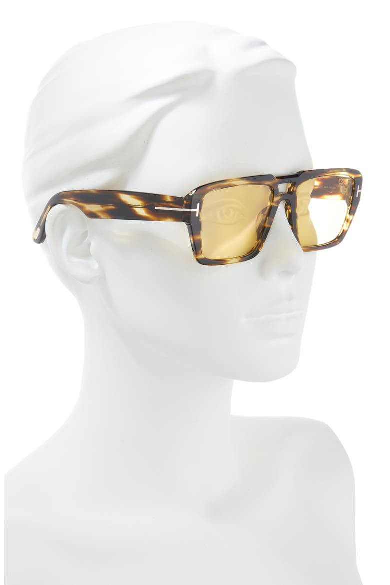 Redford 56mm Navigator Sunglasses, Alternate, color, SHINY HONEY / AMBER