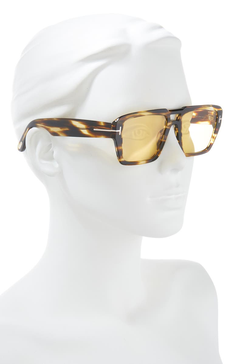 TOM FORD Redford 56mm Navigator Sunglasses, Alternate, color, Shiny Honey / Amber