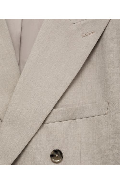 Mango Slim Fit Double Breasted Blazer In Neutral