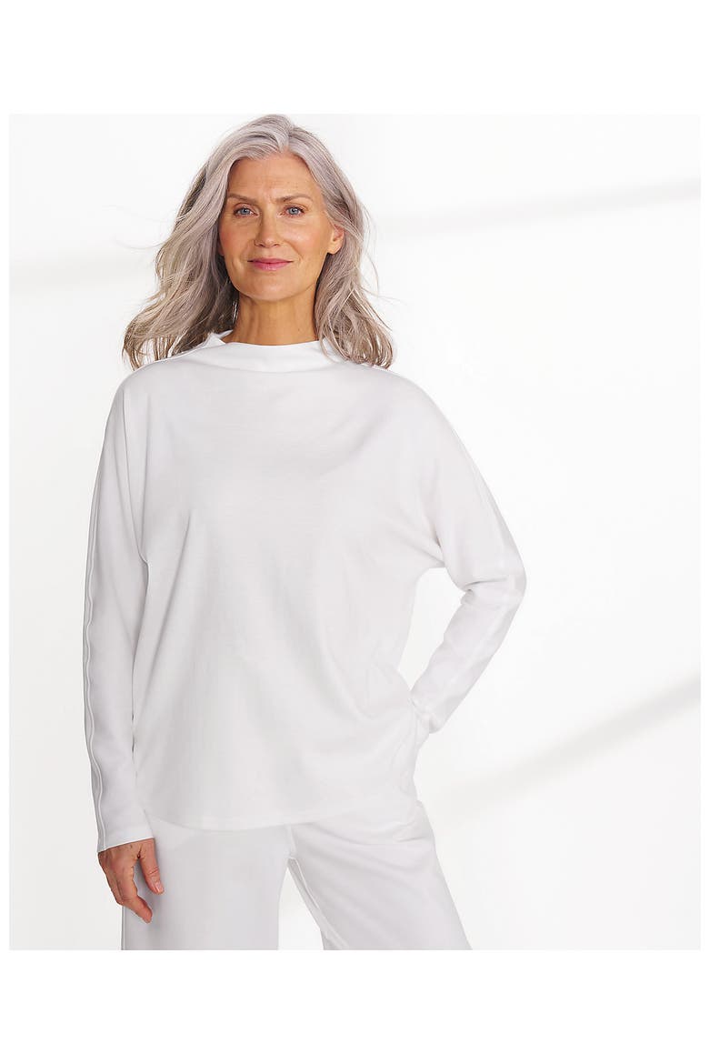 Long Sleeve Sport Knit Funnel Neck Top, Alternate, color, White