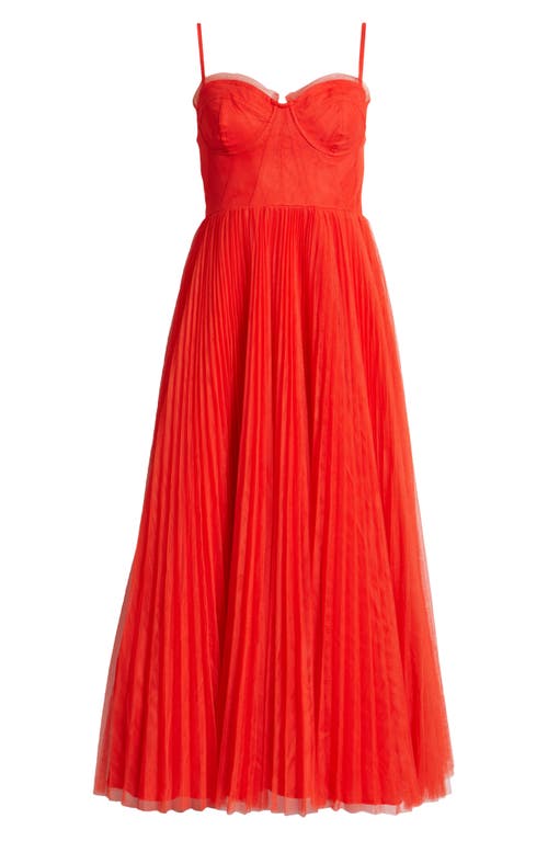 Hutch Corset Pleated Maxi Dress In Red